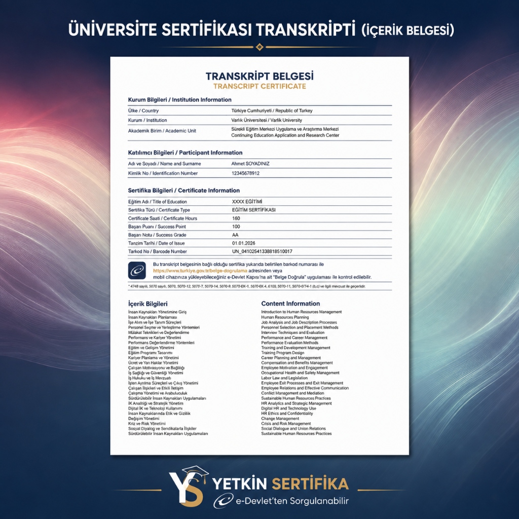 Resmi Ders Transkript Belgesi